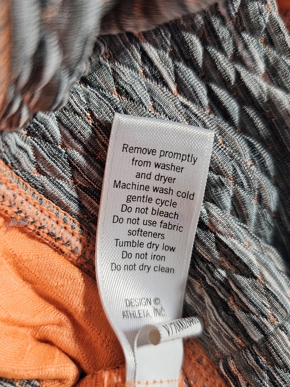 Athleta Long Sleeve Athletic Top Medium Gray Orange Stretch - Picture 8 of 8